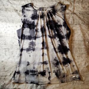 Calvin klein Grey and White Tie Dye Tank blouse size M